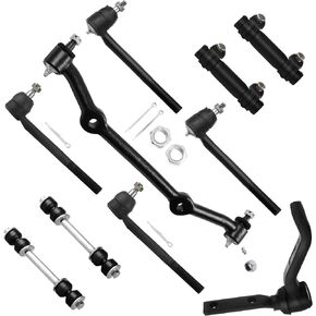 10pc Set 2WD Front Suspension Kit Idler Arm Inner Outer Tie Rod End Adjusting Sleeve Sway Bar End Link Center Link Tie Rod Replacement for Chevy Blazer S10 for GMC Jimmy Sonoma for Hombre