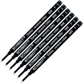 6 Pack - Schmidt 888 Rollerball Refill Black Fine Tip