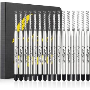 Parker Compatible Ballpoint Pen Refills Work for Most Brands Pens with Smooth Writing, Waterman Compatible Spring Refill Replaceable Twist Action Medium Point Refills 1.0mm Pack of 15 (Black)