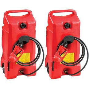Scepter 14 Gallon Portable On Wheels Gas Fuel Tank Containers with LE Fluid Transfer Siphon Pump and 10 Foot Long Hose, 2 Pack