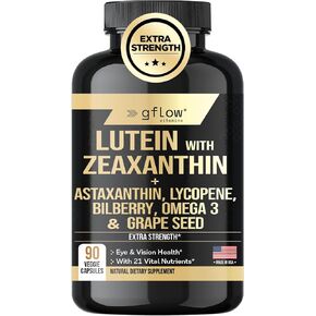 Lutein and Zeaxanthin Supplements - Advanced Eye Support & Health Vision Formula - Astaxanthin, Omega 3, Resveratrol, Bilberry, Lycopene, Quercetin, Ginkgo Biloba, Vitamin D, USA Made