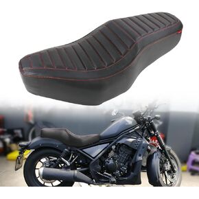 وسادة خياطة ماسية لمقعد الراكب من قطعة واحدة متوافقة مع Honda CMX 300 500 CMX300 CMX500 Rebel300 Rebel500 2017-2023 (خياطة حمراء، نمط ماسي)