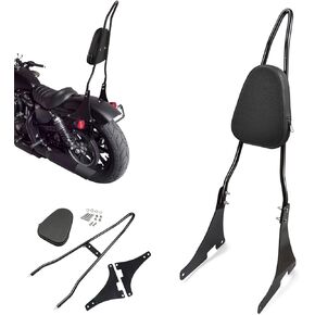 PBYMT Black Detachable Passenger Sissy Bar Backrest Pad Compatible for Harley Davidson Sportster XL1200 XL883 2004-2024