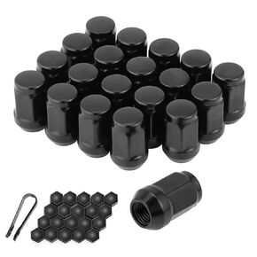 1/2x20 Lug Nuts 1/2-20 Black Lug Nuts 19mm (3/4") Hex 1.38" Long Set of 20 Acorn Lug Nuts Wheel Lug Nut Fit for Jeep Wrangler JK Jeep Grand Cherokee etc