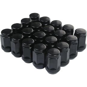 Set of 20pcs Black 1/2-20 Closed End Bulge Acorn Lug Nuts Cone Seat 3/4" 19mm Hex Wheel Lug Nut fit Jeep Cherokee CJ5 CJ7 Commander Liberty Wrangler