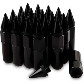 M12X1.5 Spikes Nuts for Rims Aluminum Extended Tuner Lug Nuts 20PCS 60MM (Black)