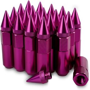M12X1.5 Spikes Nuts for Rims Aluminum Extended Tuner Lug Nuts 20PCS 60MM (Black)