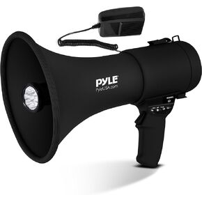 Pyle 50W Portable Megaphone Bullhorn Speaker with Microphone, Alarm Siren & Adjustable Volume - Indoor/Outdoor Use