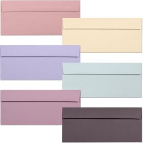 Business Envelopes, 36-Pack #10 Envelopes, 4 1/8 x 9 1/2 Inches, 6 Muted Pastel Colors