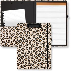 Steel Mill & Co Cute Clipboard Folio with Refillable Lined Notepad and Interior Storage Pocket, Earth-Toned Flower Padfolio for Work, Woodland Floral