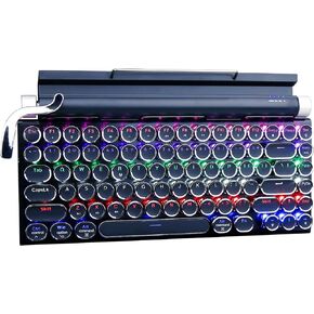 Retro Typewriter Keyboard, Wireless Mechanical Keyboard, 83-Key Blue Switches Bluetooth 5.0 with LED Backlight, Compatible with Windows/Mac/PC