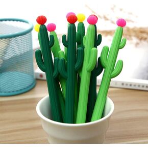 Aimyoo Pack of 30 Cactus Shaped Ballpoint Black 0.5mm Gel Ink Rollerball Pen for School Home Office