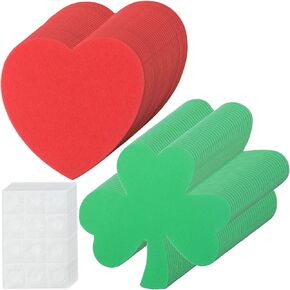 120 Pcs Valentine's Day Red Heart Cutouts St. Patrick's Day Green Shamrock Cutouts Paper Heart Clover Shapes Die Cuts Holiday Paper Cutout for Kids School Craft Projects Classroom Decor