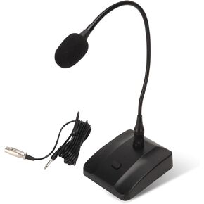 Gooseneck Condenser Microphone, 6.35mm Wired Microphone with Mute Button Desktop Microphone Computer Mic Podium Microphones Desktop Paging Mic Corded Voice Mic for Meetings Lectures Recording Gaming