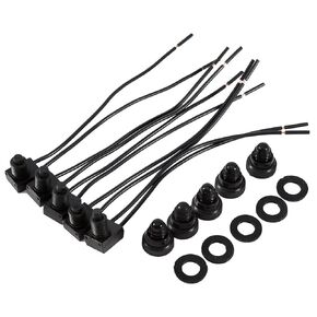 5 Pcs/Set Car Motorcycle Push Button On Off Switch Single Pole Switch with Black Waterproof Cap 4" Leads for Motorbike Car Vehicle