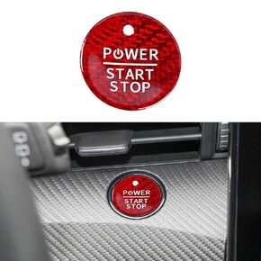 Compatible with Carbon Fiber Start Stop Button Cover Car Engine Push Start Ignition Switch for Ford Mustang Mach-E 2021 2022 2023 Red