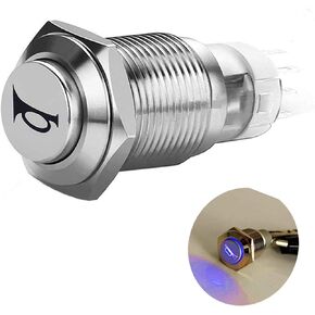 Car Horn Button Switch momentary Push Button Switch 12V 16mm LED On/Off Switch Reset Switch Button Metal momentary Speaker Horn Switch Power Metal Toggle Switch Car Boat Motorcycle DIY Switch