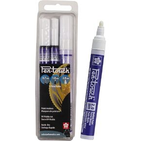 SAKURA Pen-Touch Paint Markers - UV Marker Pen for Black Lights - UV Visible Ink - Assorted Tips Size - 3 Pack