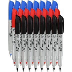 Permanent Markers, 24 Count Ultra Fine Point Permanent Markers, 3 colors, Works on paper, Plastic, Stone, Glass, Metal