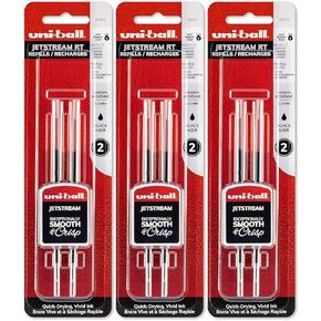 uni-ball Jetstream RT Ballpoint Pen Refills, Bold Point (1.0mm), Black, 6 Count