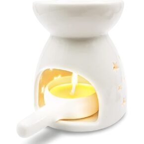 Ceramic Tea Light Candle Holder, Oil Burner for Scented Oil, Tealight Wax Warmer Decoration for Bedroom,Living Room,Balcony,Patio Tabletop Star Birthday Wedding Gift