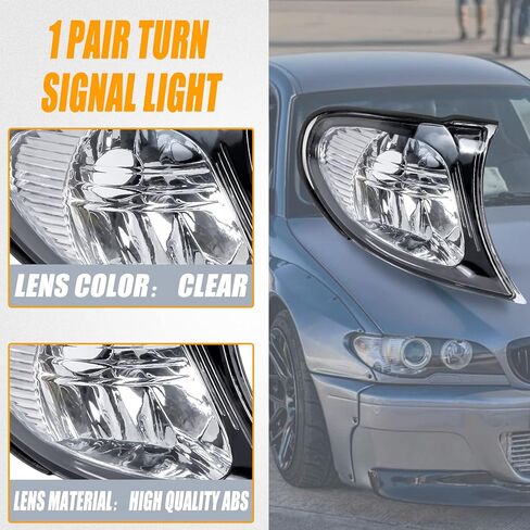 wztepeng بدوره ضوء إشارة الزاوية واضحة بدوره ضوء مصباح عدسة متوافقة مع 2002-2005 bmw e46 3-سلسلة 325i 325xi 330i 4 باب 2005 e46 330xi 4 باب يستبدل 63137165859 63137165860 in Kuwait