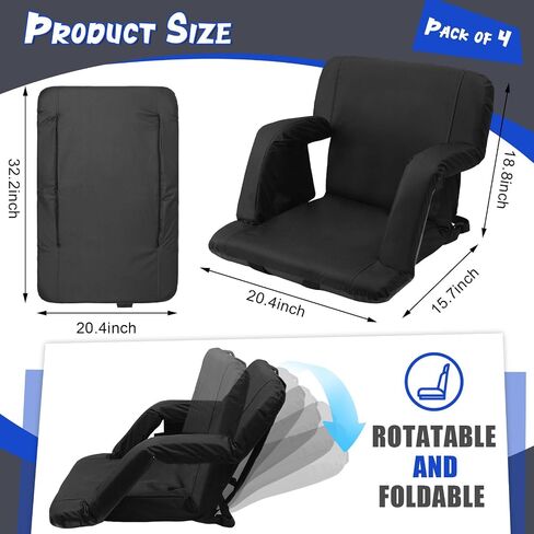 4 Pack Stadium Seat Cushion, Stadium Seats with Back Support Bleacher Chair Wide Padded Cushion Folding Stadium Seating, Cushion Bleacher Seat Waterproof Portable for Sport Events Beach Arena in Saudi Arabia