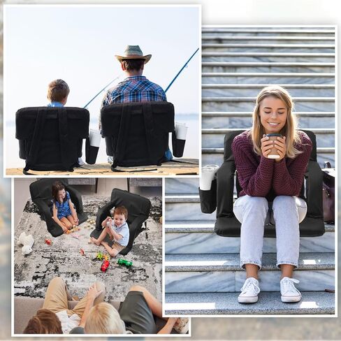 4 Pack Stadium Seat Cushion, Stadium Seats with Back Support Bleacher Chair Wide Padded Cushion Folding Stadium Seating, Cushion Bleacher Seat Waterproof Portable for Sport Events Beach Arena in Saudi Arabia