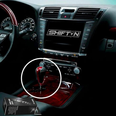 مقبض ناقل الحركة من خشب الجوز الأحمر الكرزي من الجلد لسيارة Lexus ES300h ES350 GS300 GS350 GS430 GS450h GS460 is-F IS250 IS300 IS350 LS460 LS600h RX350 RX450h (جلد أسود/بني جوز الكرز) in Kuwait