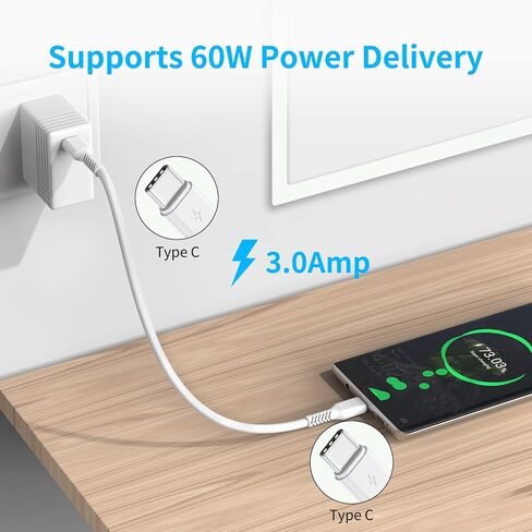 6 Inch USB C Charger Cord, 2 Pack Short USB C to USB C Cable Braided Fast Charging USBC Cable Compatible with iPhone 15 Samsung Galaxy S23 Ultra Google Pixel, Short USB C to C Cable 0.5ft in Saudi Arabia