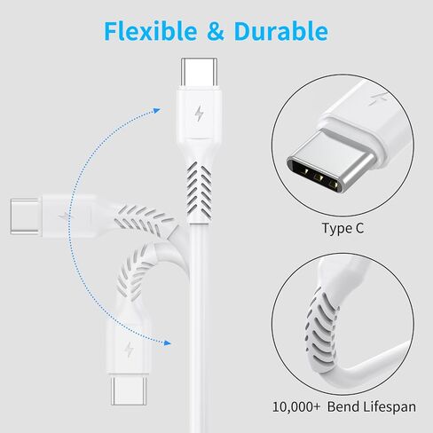 6 Inch USB C Charger Cord, 2 Pack Short USB C to USB C Cable Braided Fast Charging USBC Cable Compatible with iPhone 15 Samsung Galaxy S23 Ultra Google Pixel, Short USB C to C Cable 0.5ft in Saudi Arabia