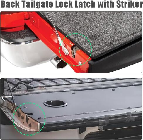 Back Tailgate Lock Latch with Striker Compatible with Tacoma 2004-2015, Hilux 2004-2011, Vigo 2004-2011, Replaces 65790-0K010 65780-0K010 in Saudi Arabia