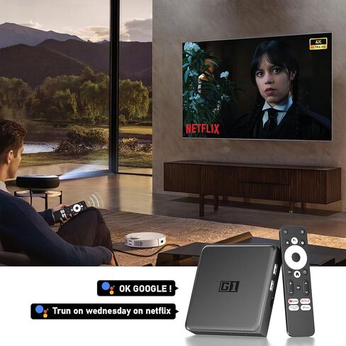 صندوق تلفزيون أندرويد للبث المحسن - G1 Smart Android TV Box 2024 Netflix/Google معتمد، ذاكرة الوصول العشوائي 4 جيجابايت، ذاكرة الوصول العشوائي 32 جيجابايت، 4K HDR10+، دولبي فيجن، AV1، مساعد جوجل، كروم كاست، واي فاي 6، بي تي 5.0، شريحة S905x4 in Kuwait
