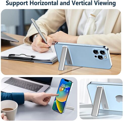 Kinizuxi Cell Phone Kickstand,Vertical and Horizontal Aluminum Phone Stand for Desk,Adjustable Phone Holder Stand for Desk Compatible with iPhone 14/13/12/11Samsung Huawei All Smartphones-Black in Saudi Arabia