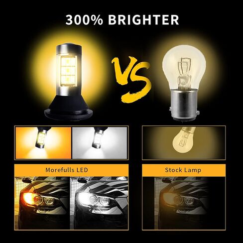1157 Error Free Switchback DRL LED Turn Signal Light Bulbs White and Amber Output Black Body No Hyper Flash With Built-In Resistors in Saudi Arabia