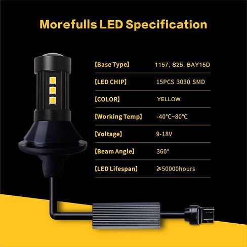 1157 Error Free Switchback DRL LED Turn Signal Light Bulbs White and Amber Output Black Body No Hyper Flash With Built-In Resistors in Saudi Arabia