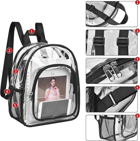 حقيبة ظهر شفافة صغيرة معتمدة من الاستاد خفيفة الوزن شفافة من خلال حقيبة ظهر صغيرة للحفلات الموسيقية والعمل الرياضي in Kuwait