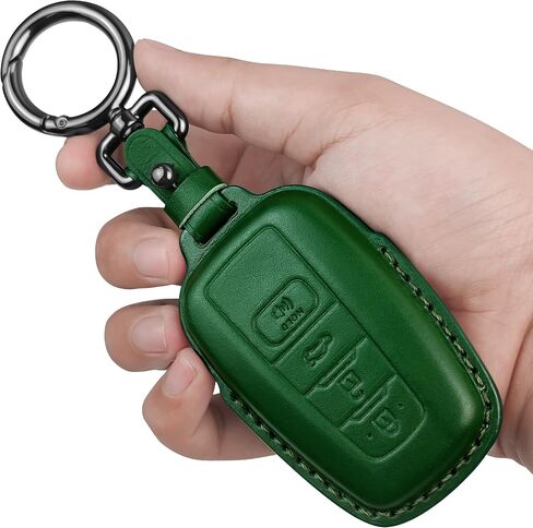 غطاء Tukellen لسيارة Toyota Key Fob من الجلد الطبيعي مع سلسلة مفاتيح، واقي حافظة مفاتيح جلدية متوافق مع 2018-2024 RAV4 Camry Corolla Avalon C-HR Prius GT86 Highlander-Brown in Kuwait