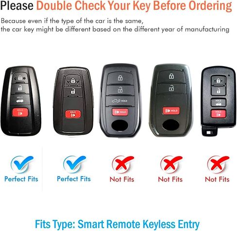 غطاء Tukellen لسيارة Toyota Key Fob من الجلد الطبيعي مع سلسلة مفاتيح، واقي حافظة مفاتيح جلدية متوافق مع 2018-2024 RAV4 Camry Corolla Avalon C-HR Prius GT86 Highlander-Brown in Kuwait
