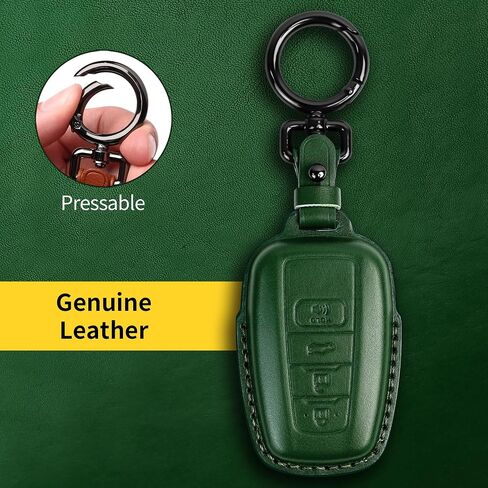غطاء Tukellen لسيارة Toyota Key Fob من الجلد الطبيعي مع سلسلة مفاتيح، واقي حافظة مفاتيح جلدية متوافق مع 2018-2024 RAV4 Camry Corolla Avalon C-HR Prius GT86 Highlander-Brown in Kuwait