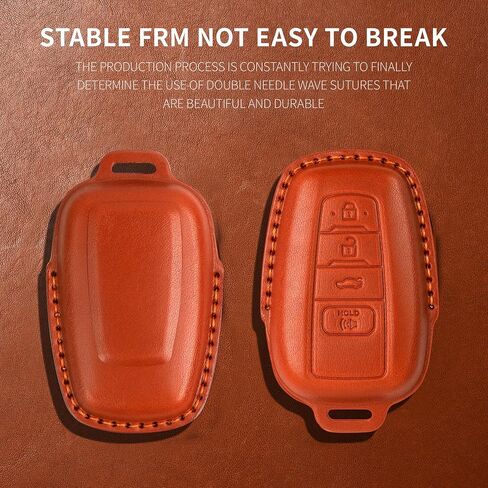 غطاء Tukellen لسيارة Toyota Key Fob من الجلد الطبيعي مع سلسلة مفاتيح، واقي حافظة مفاتيح جلدية متوافق مع 2018-2024 RAV4 Camry Corolla Avalon C-HR Prius GT86 Highlander-Brown in Kuwait