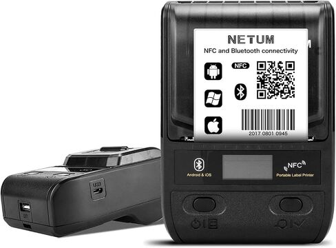 NETUM Label Maker - طابعة باركود محمولة تعمل بتقنية البلوتوث، تنطبق على الملابس والمجوهرات والبيع بالتجزئة والبريد والرمز الشريطي، ومتوافقة مع نظام Android وiOS in Saudi Arabia