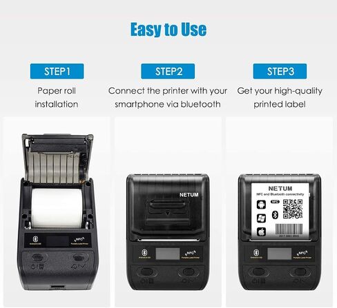 NETUM Label Maker - طابعة باركود محمولة تعمل بتقنية البلوتوث، تنطبق على الملابس والمجوهرات والبيع بالتجزئة والبريد والرمز الشريطي، ومتوافقة مع نظام Android وiOS in Saudi Arabia