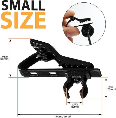 مشبك ميكروفون Lavalier - مشبك ميكروفون Lavalier x2 Kit - مشبك ميكروفون بديل معدني - مشبك ربط ميكروفون Lavalier أسود - مشبك ميكروفون Lavalier iPhone 5، 6، 6s، 7، 8، X in Kuwait