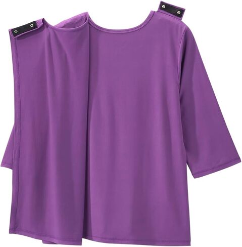 Women’s Open Back Adaptive Active Crew Neck Top for Seniors - 3/4 Long Sleeve Shirt in Saudi Arabia