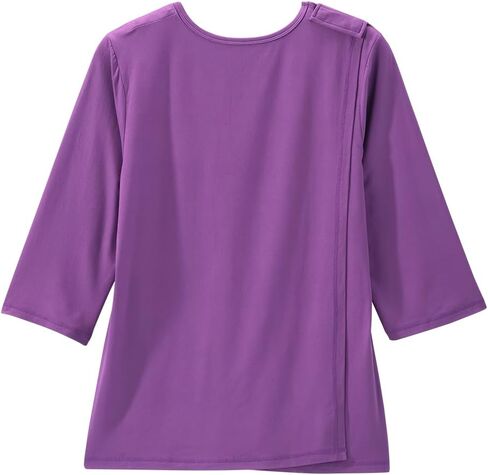 Women’s Open Back Adaptive Active Crew Neck Top for Seniors - 3/4 Long Sleeve Shirt in Saudi Arabia