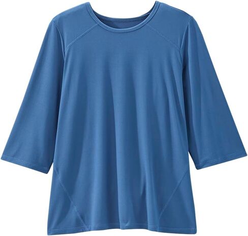 Women’s Open Back Adaptive Active Crew Neck Top for Seniors - 3/4 Long Sleeve Shirt in Saudi Arabia