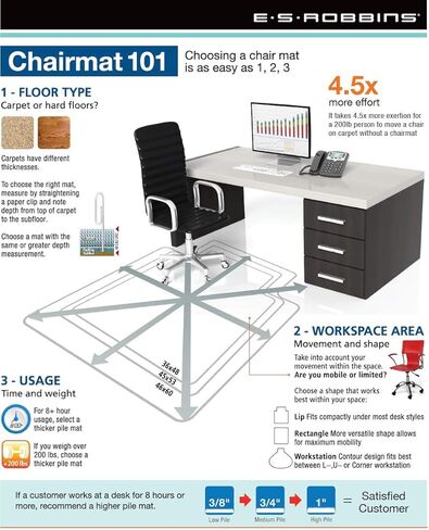 ES Robbins Everlife 60" x 96" كرسي متعدد المهام ذو أرضية صلبة مستطيلة الشكل، شفاف، الموديل: 132831 in Kuwait
