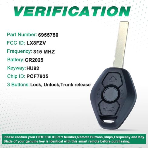 Beefunny 315/433MHz Adjustable ID44 Chip EWS System Remote Car Key Fob 3 Button for BMW 325 330 318 525 530 540 E38 E39 E46 M5 X3 X5 (1) in Saudi Arabia