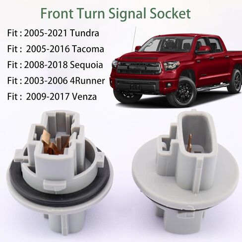 مقبس توصيل لمبة إشارة الانعطاف الأمامي متوافق مع Toyota 2005-2021 Tundra، 2005-2016 Tacoma، 2008-2018 Sequoia، 2003-2006 4Runner، 2009-2017 Venza (2) in Kuwait